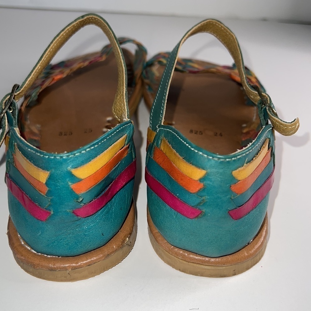 Multicolored Woven Leather Sandals made in Mexico - Picture 4 of 9